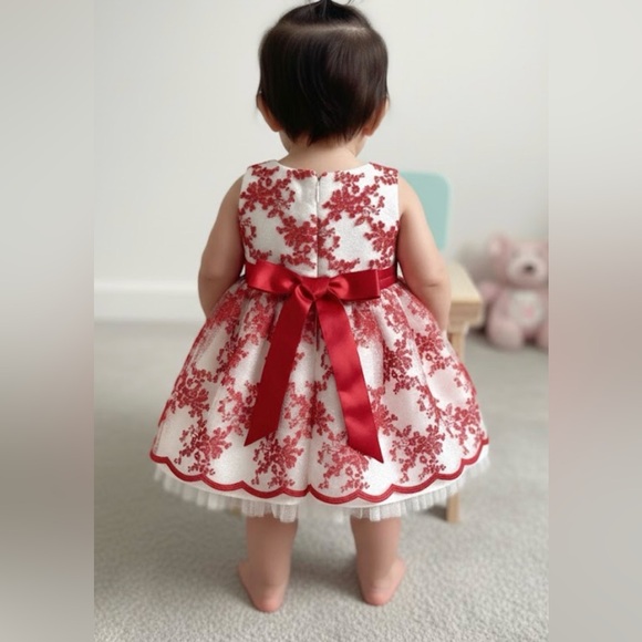 American Princess Red and White Floral Dress - Picture 2 of 2